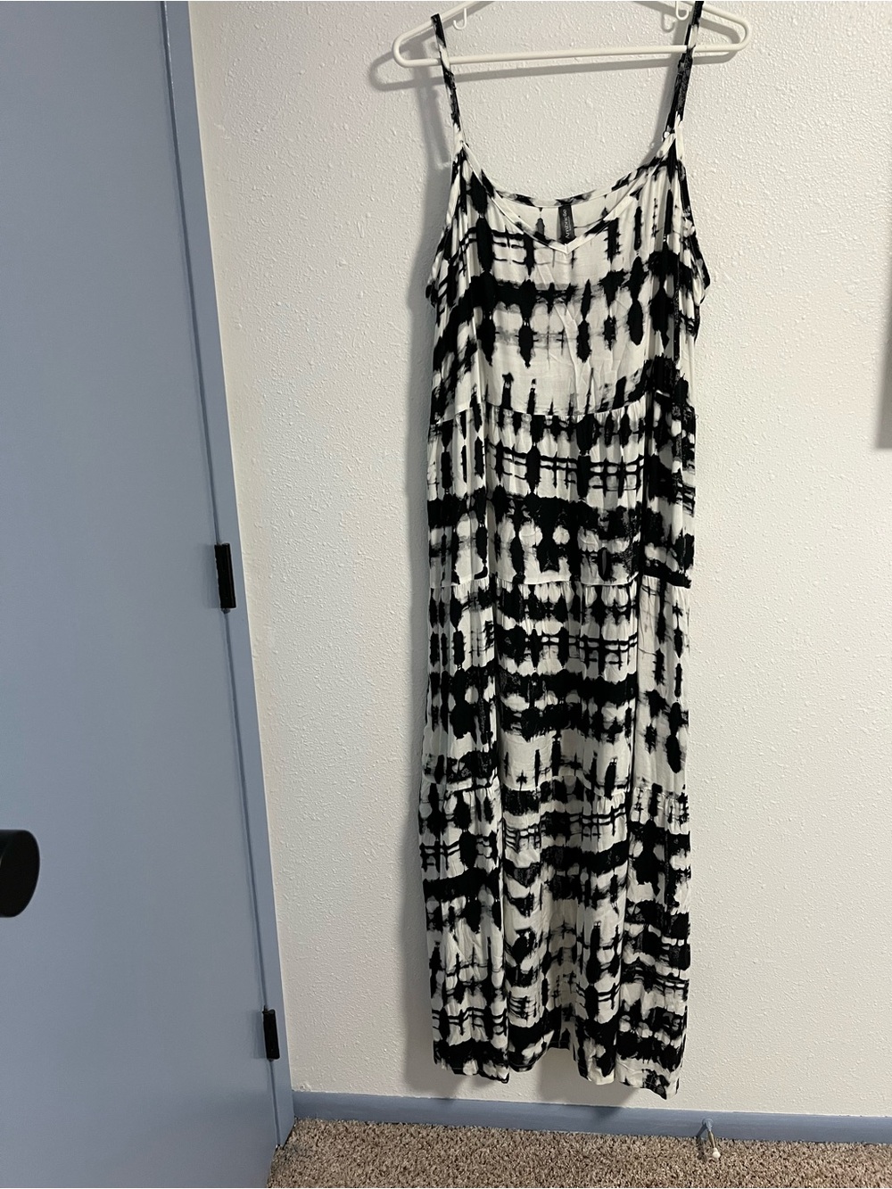 Ambrielle Black & White Tie-Dye Maxi Dress Size XXL
